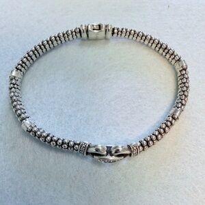 Lagos Caviar Elegant 925 Silver Beaded Bracelet with diamond’s